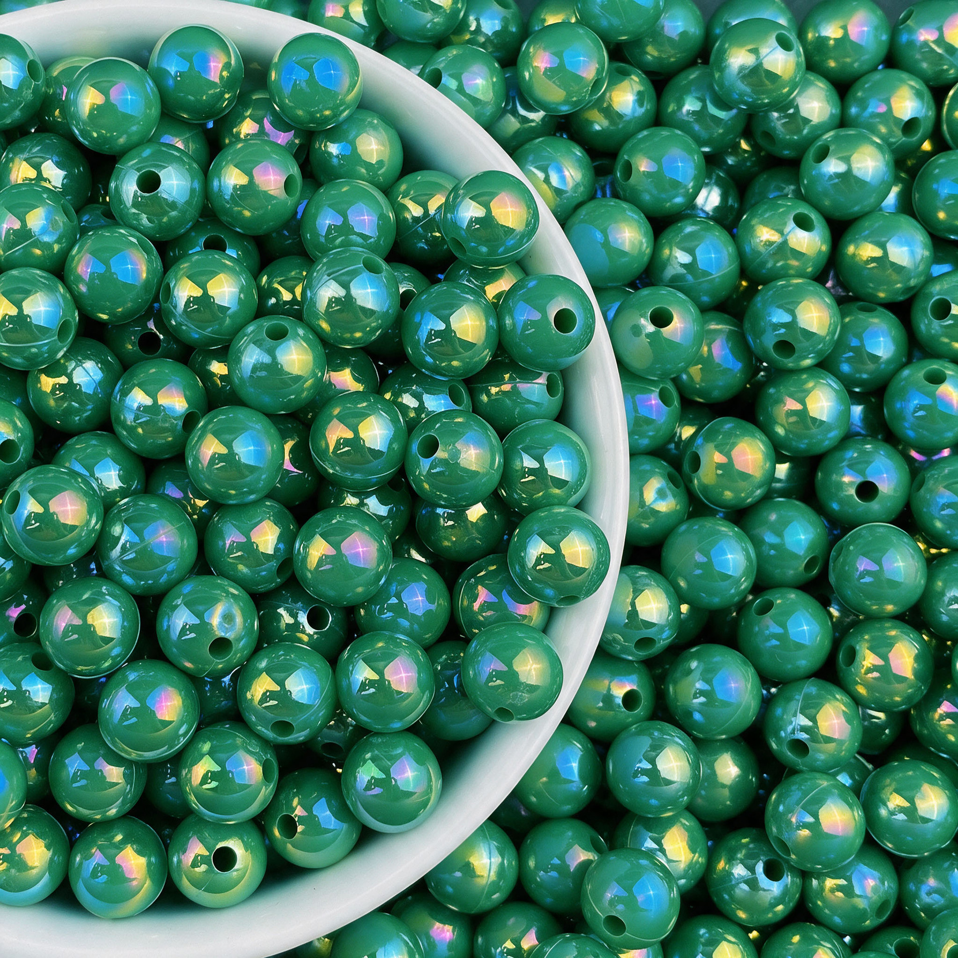 Iridescent Olive Green 8mm (1900pcs, hole size abo