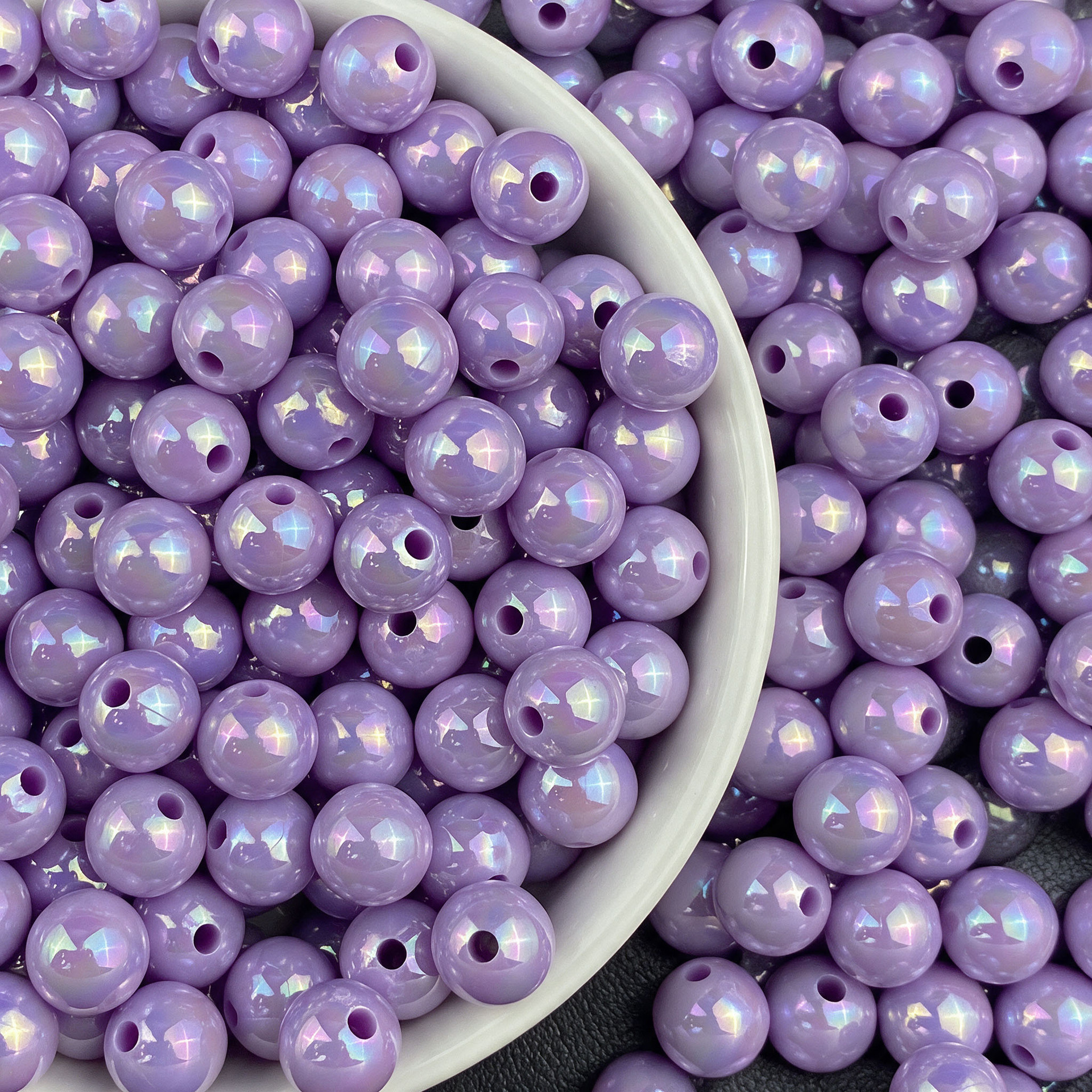 Iridescent Light Purple 6mm (4500pcs , hole about