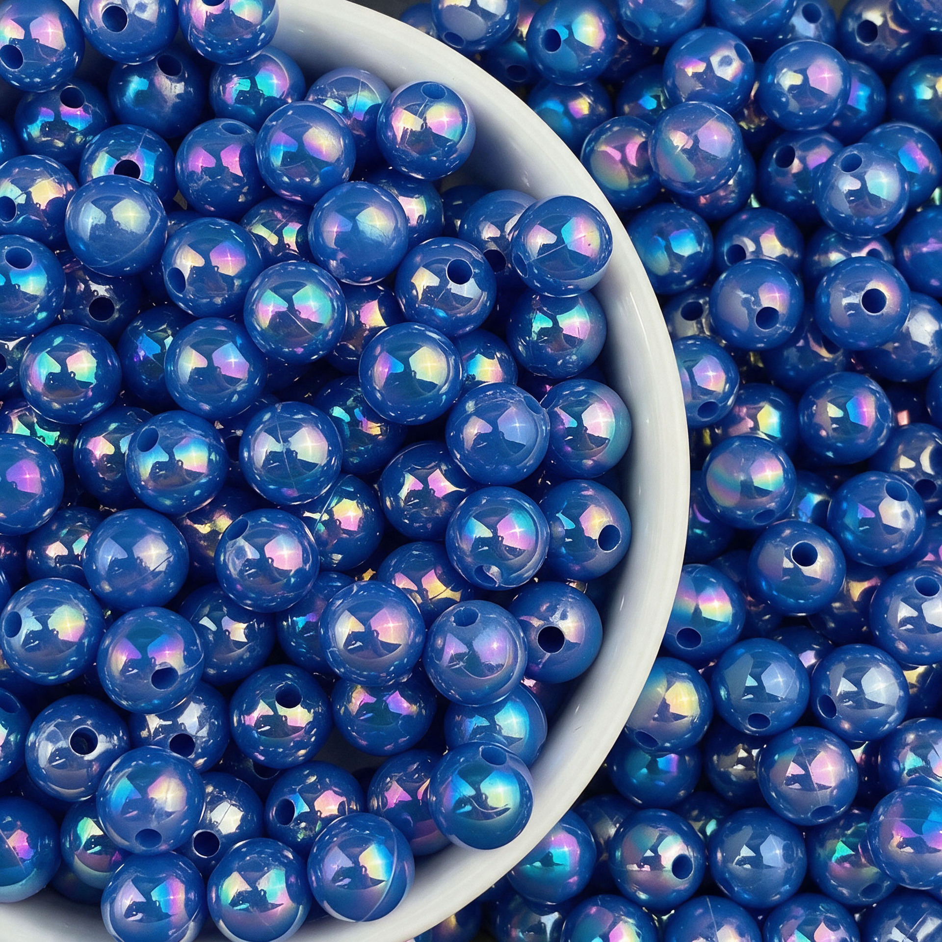 Iridescent Deep Blue 6mm (4500pcs , hole about 1.6