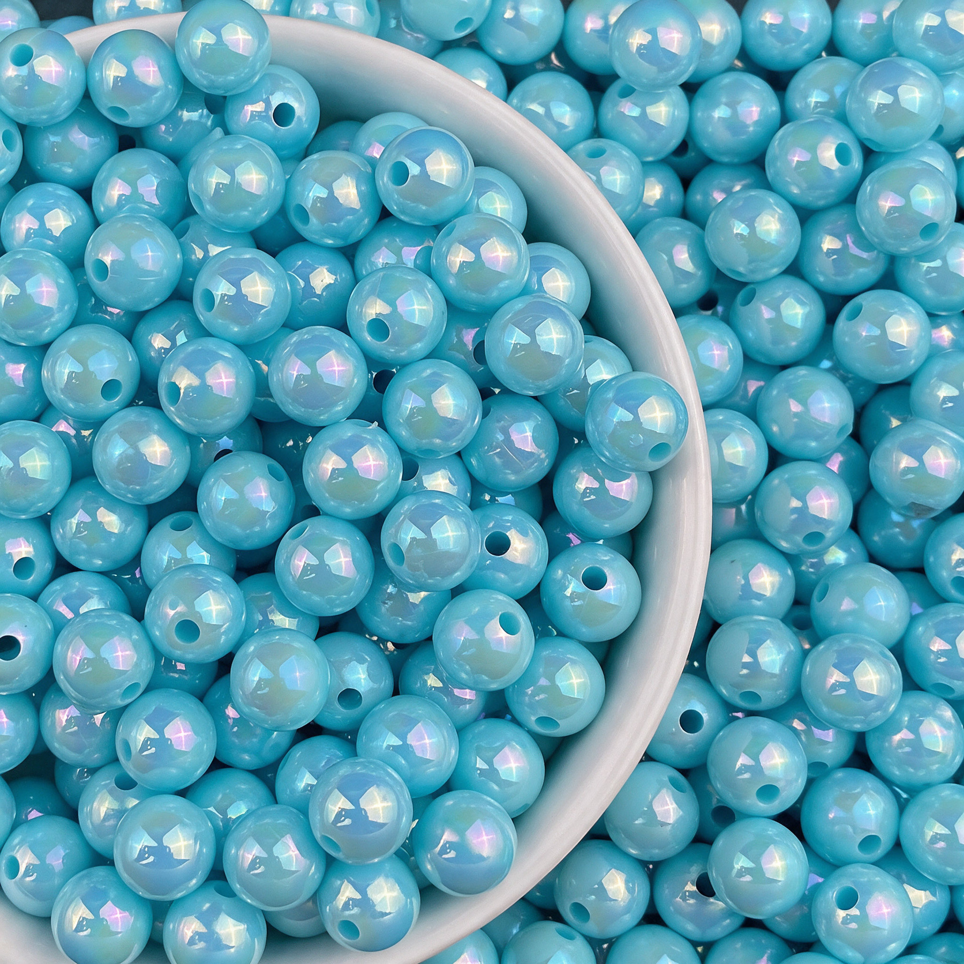 Iridescent Blue 8mm (1900pcs, hole size about 1.85