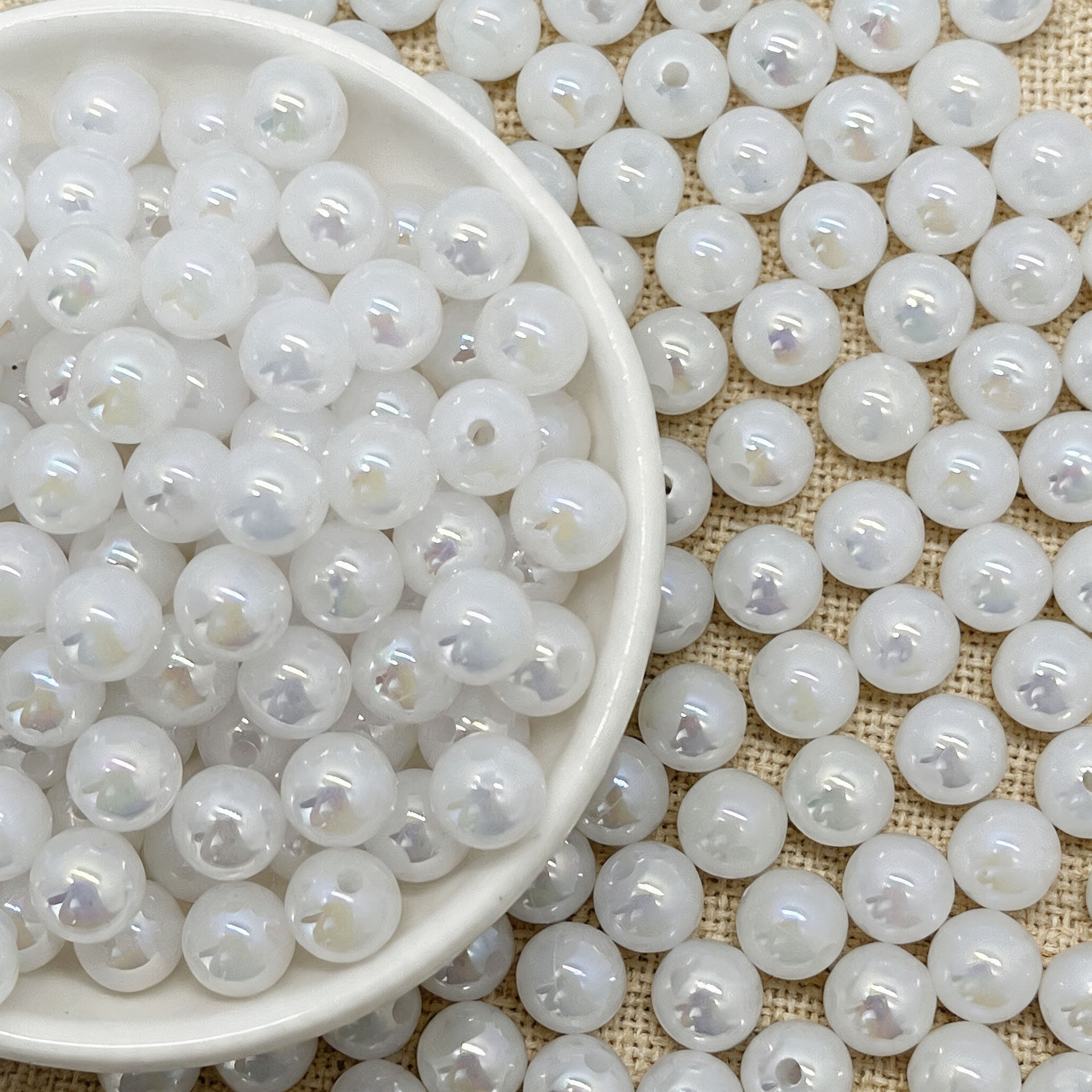 Iridescent Porcelain White (more solid color) 6mm