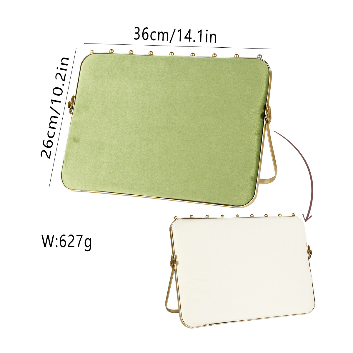 12:Beveled soft bag with support on both sides in beige green