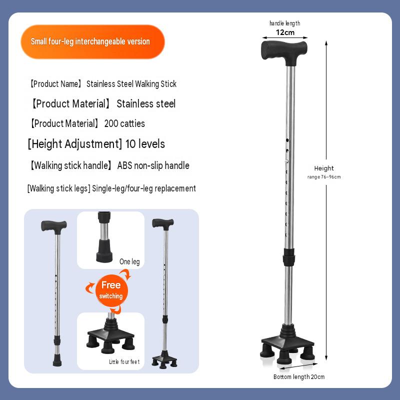 [stainless steel] [square base] interchangeable crutch
