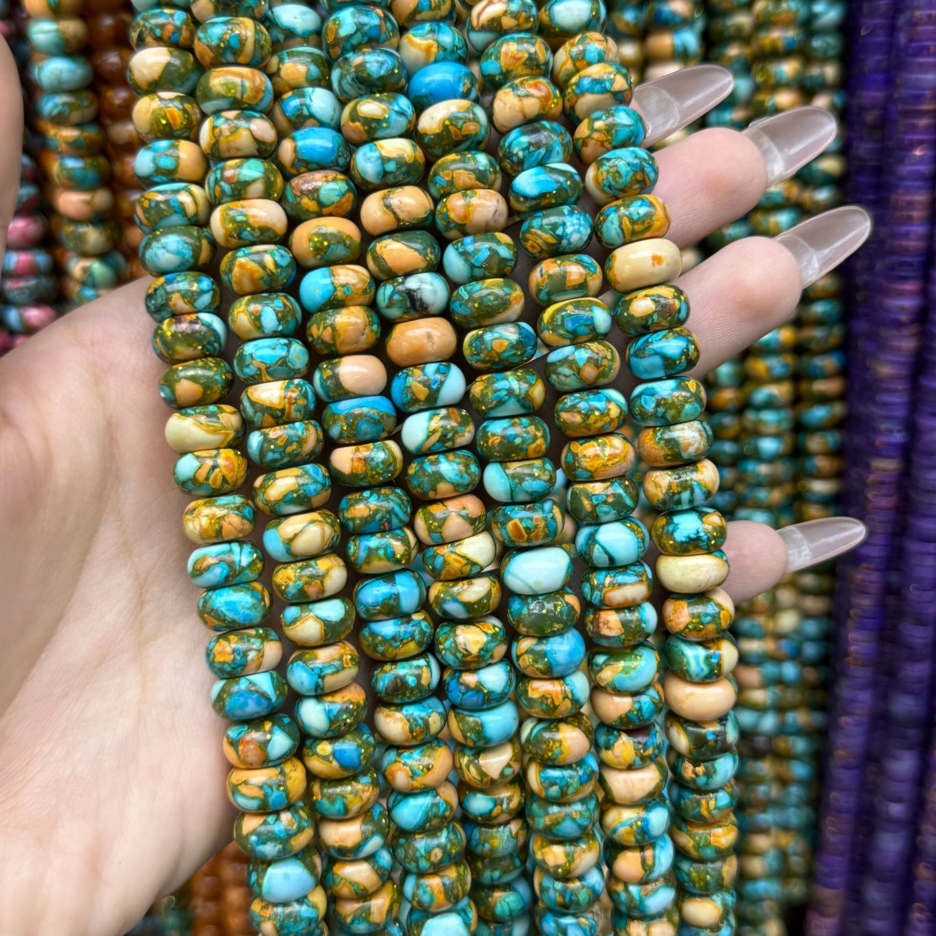 Oil painting blue orange 6*10mm