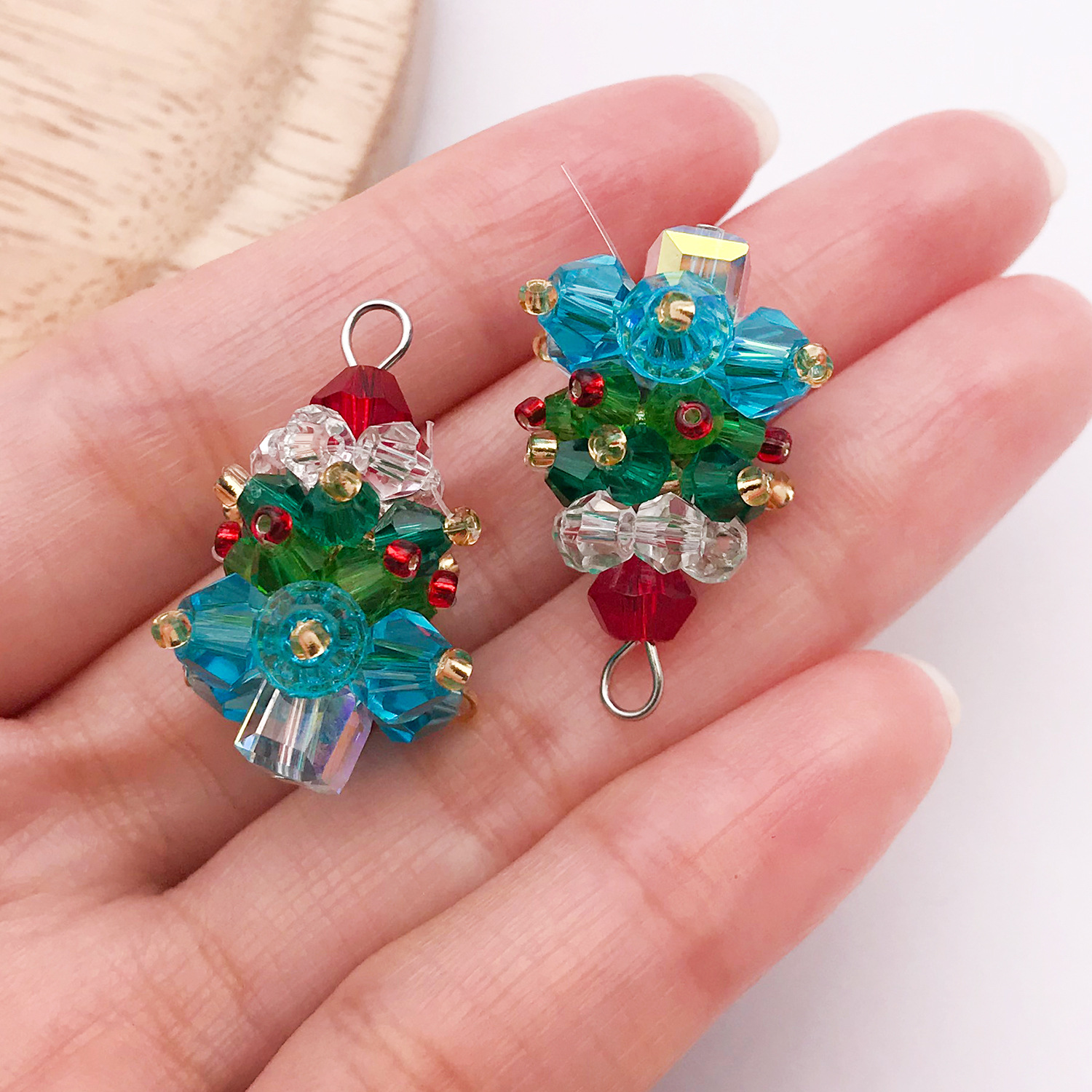 1 blue crystal beaded woven three-dimensional Chri