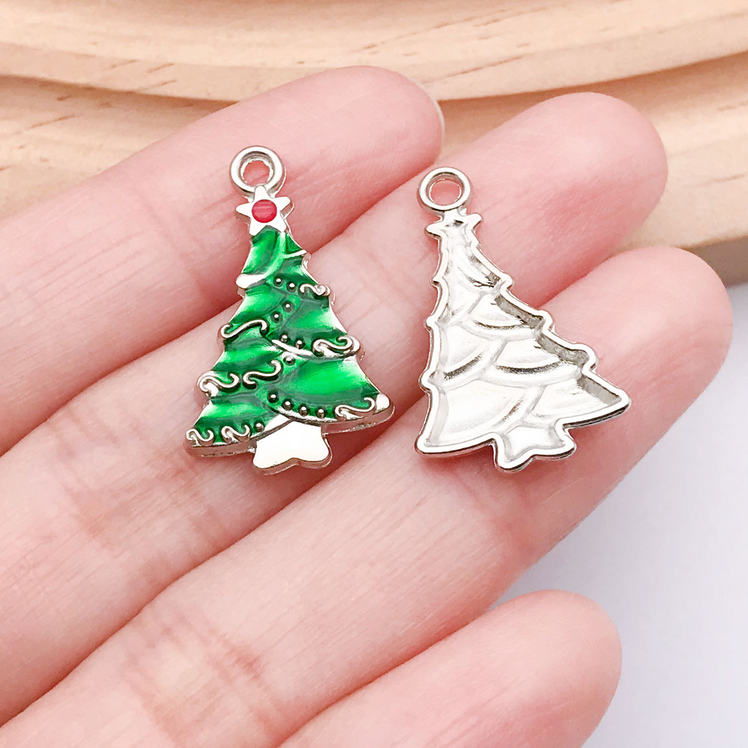 1:1 green dripping oil white k christmas tree 14x24mm-1.1g-12631