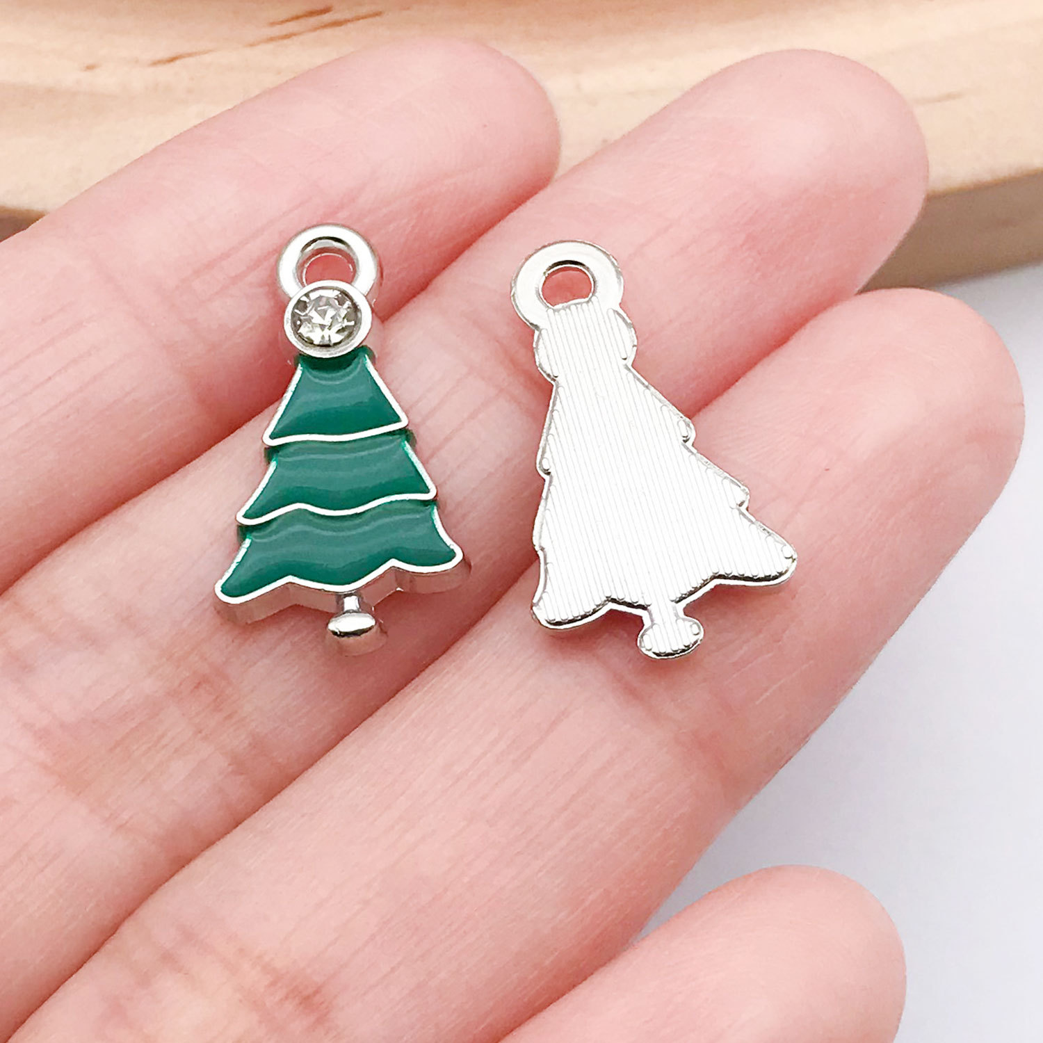 19:1 white k oil dripping green point diamond christmas tree 11x21mm-1.1g-21864