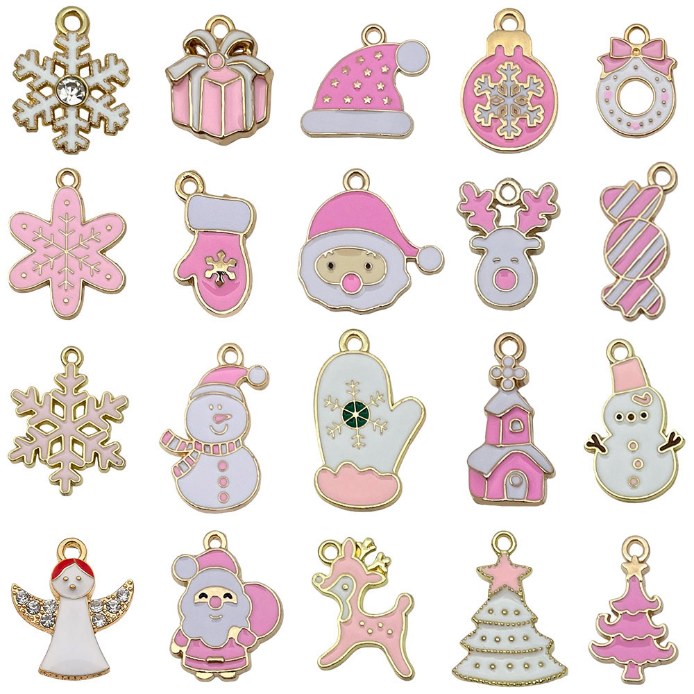 22:Mixed 20 pieces of oil-dropping pink white christmas series - 20 styles each 1-25.7g - sn1585