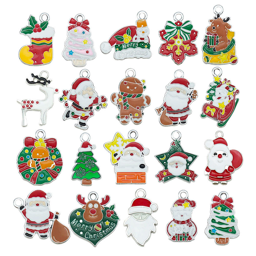 40:New mixed 20 pieces of dripping oil white k base christmas - 20 styles, 1 piece each - sn970