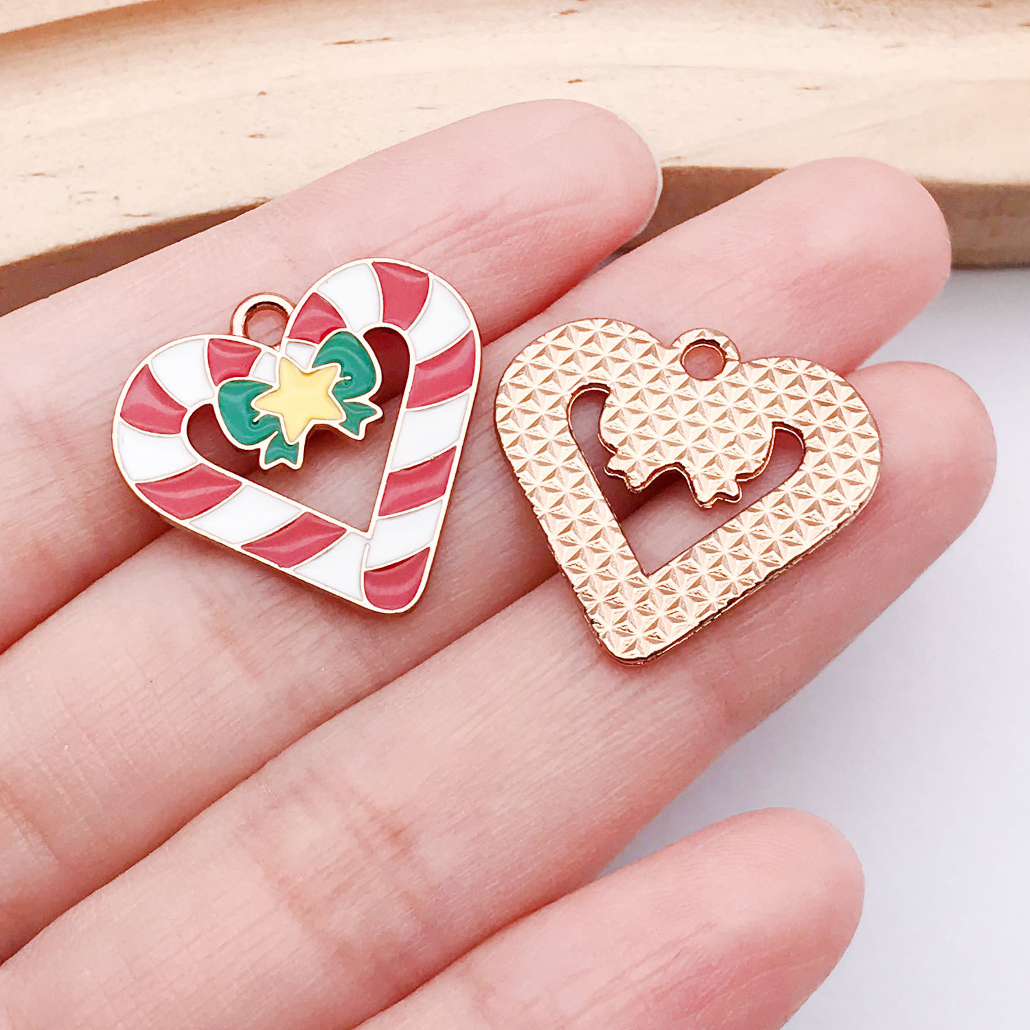 22:1 red bow heart-shaped crutch 21x22mm-1.45g-25285