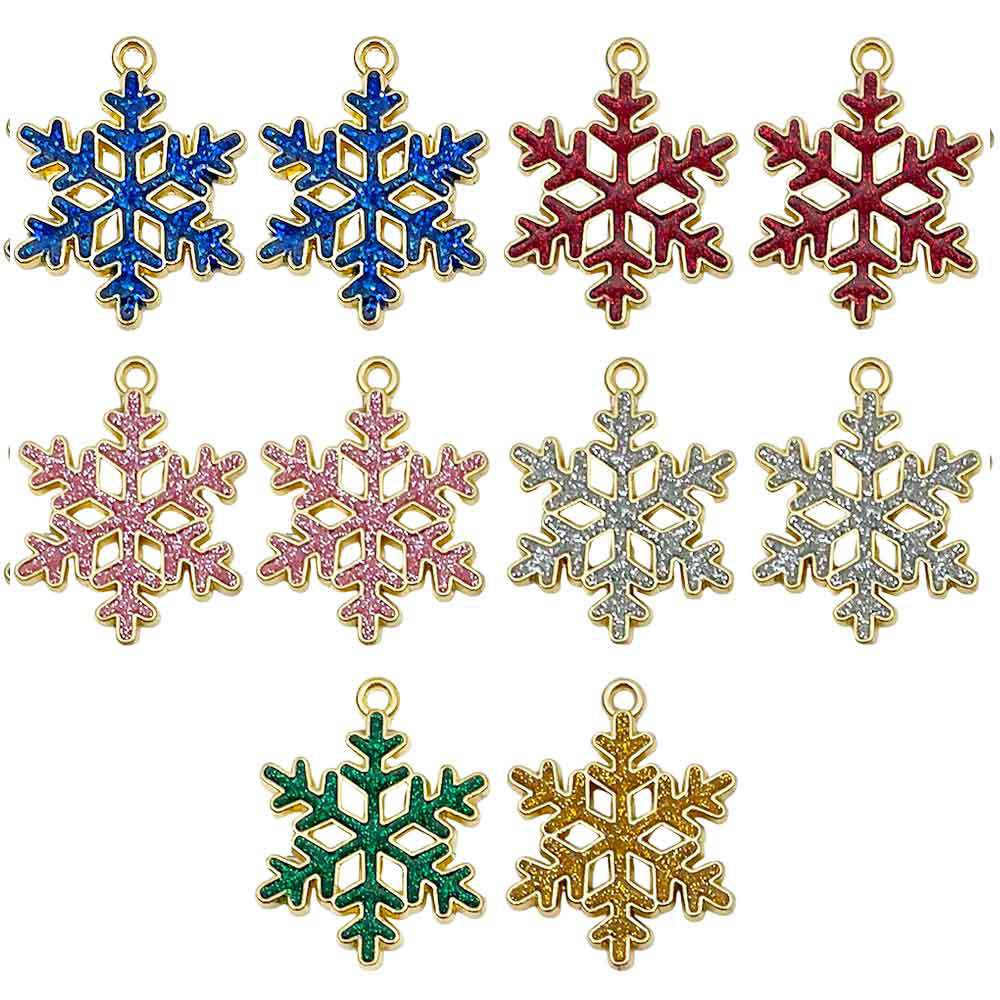35:6 styles mixed with 10 gold sprinkled christmas oil dripping snowflakes-17.8g-sn1591