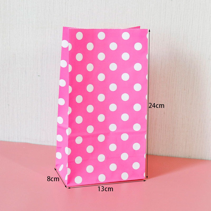 2:E3-12 rose red with white dots; kraft paper; single paper bag: 24x13x8cm