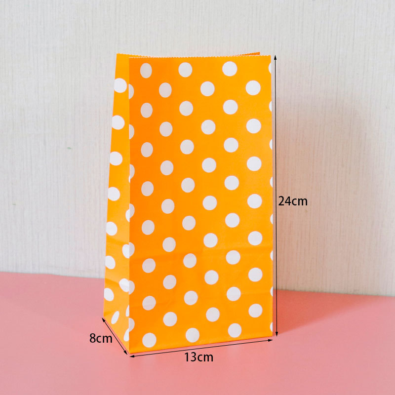 4:E3-14 orange white dots; kraft paper; single paper bag: 24x13x8cm