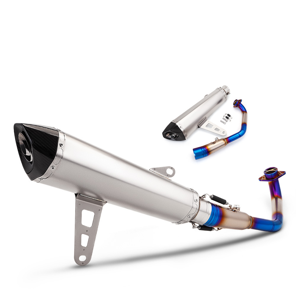 Xmax300 burnt blue front section   h5 titanium carbon fiber header