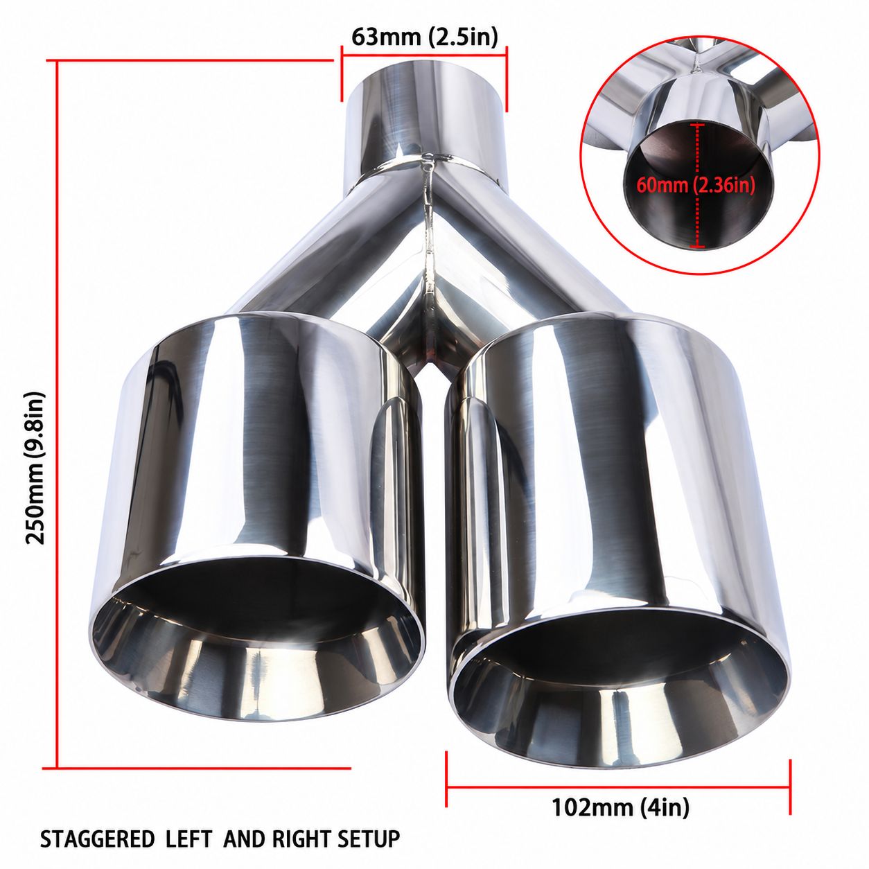 63-102mm double layer flat mouth (long and short) silver