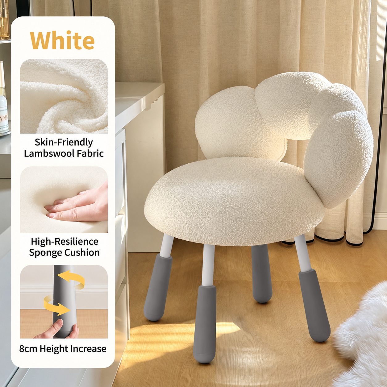 White - four-leg adjustable height