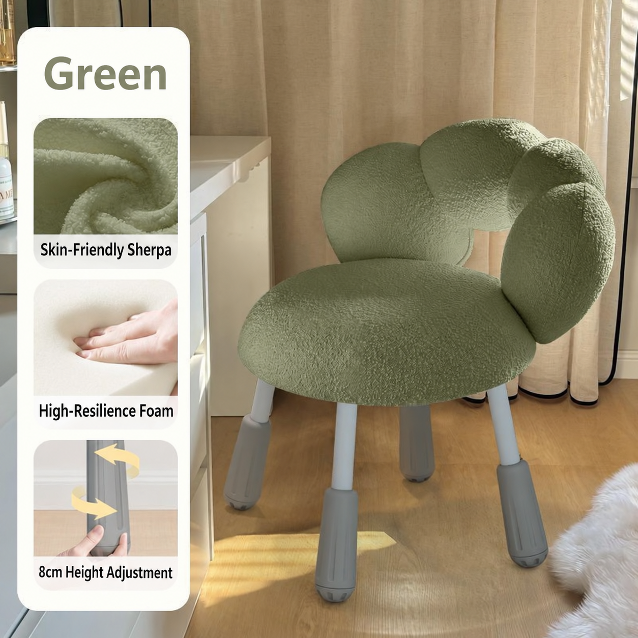 Green - four-legged adjustable height model