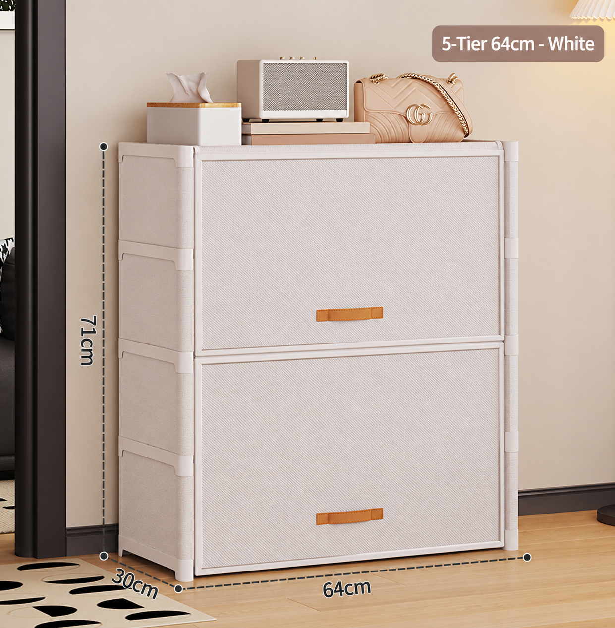 [dust-proof shoe storage cabinet] milky white five layers 64cm long