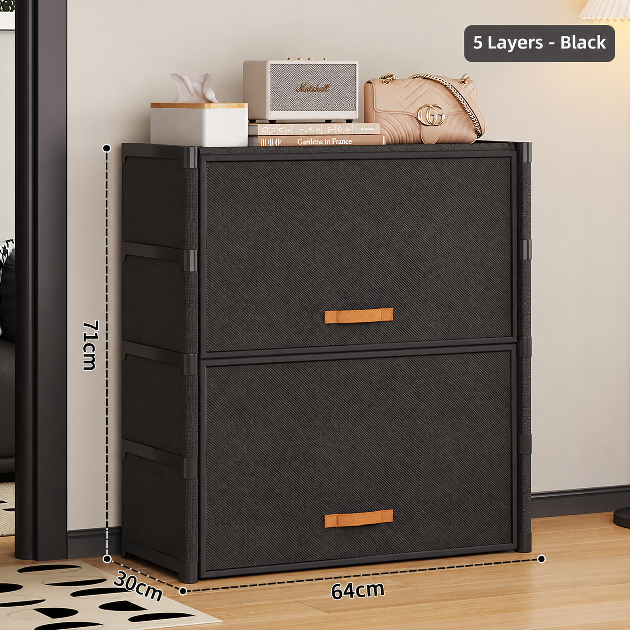 [dust-proof shoe storage cabinet] starry sky black five layers 64cm long