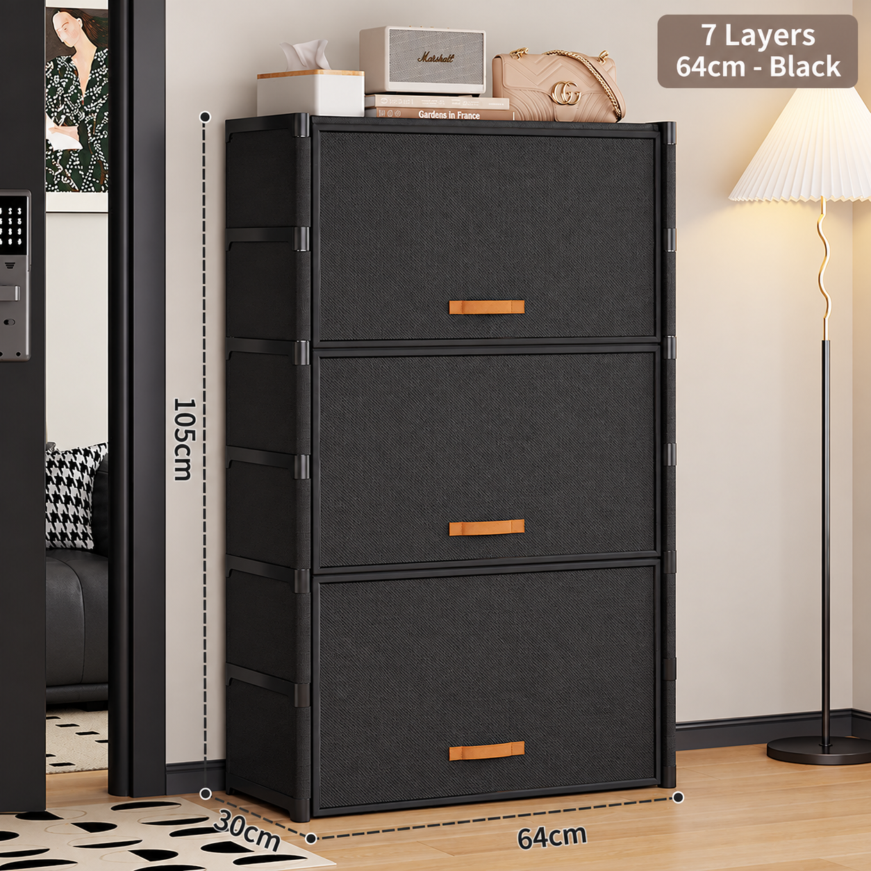 [dust-proof shoe storage cabinet] starry sky black seven layers 64cm long