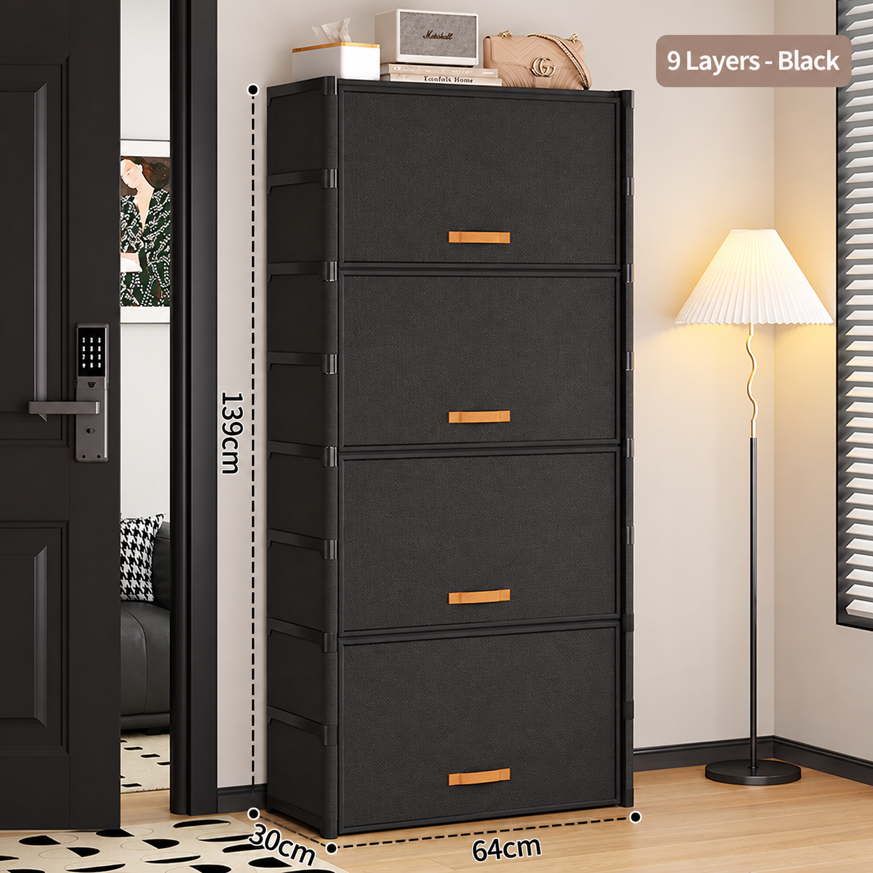 [dust-proof shoe storage cabinet] starry sky black nine layers 64cm long