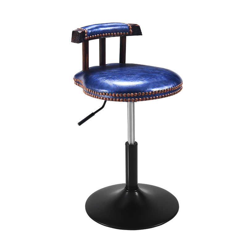 Short blue wooden back black plate