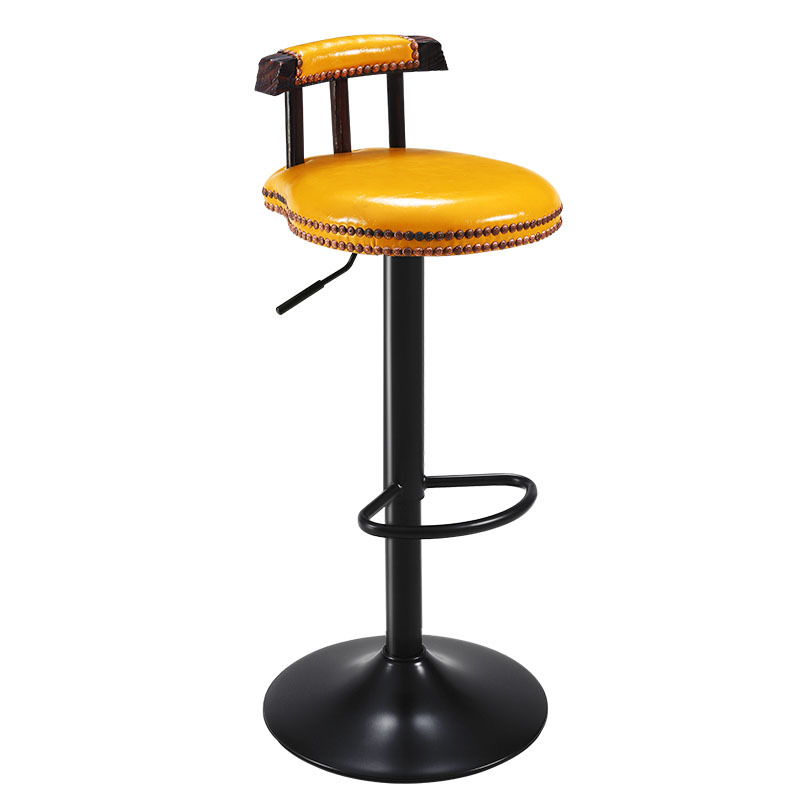 Tall yellow wooden back black plate