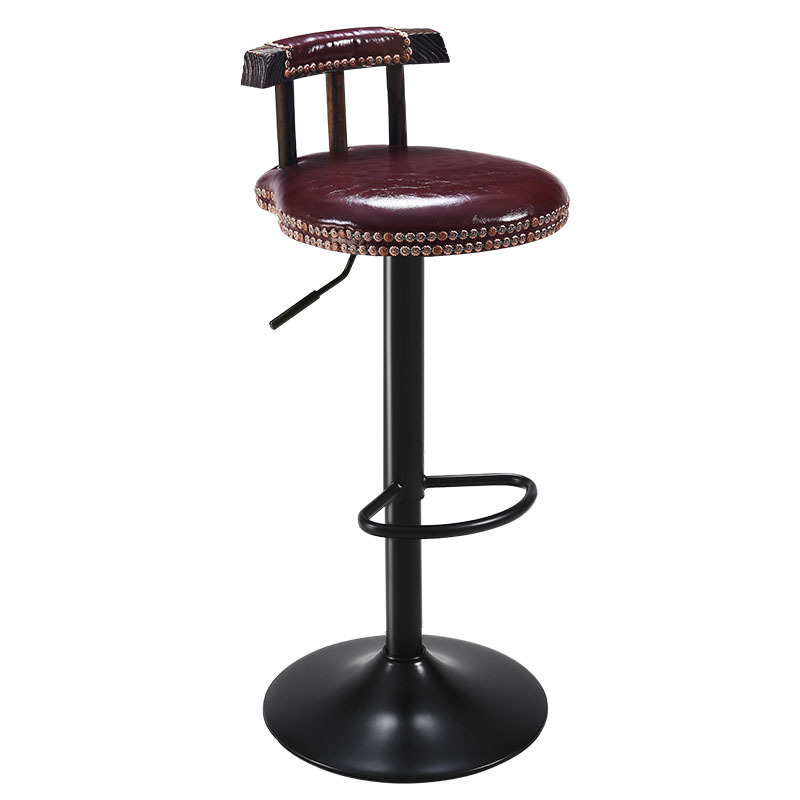 Tall red brown wood back black plate