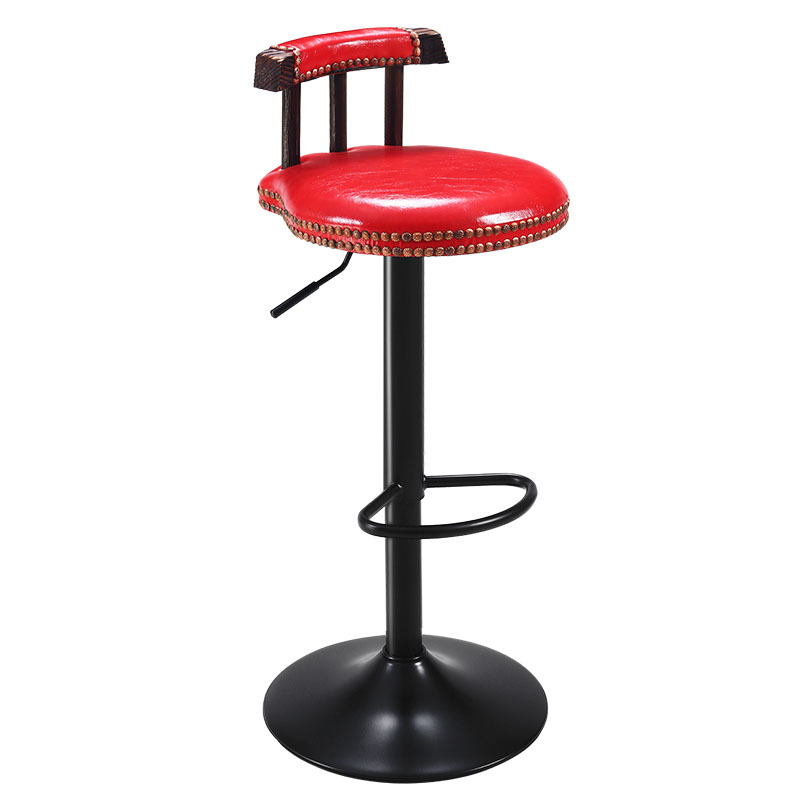 Tall red wooden back black plate