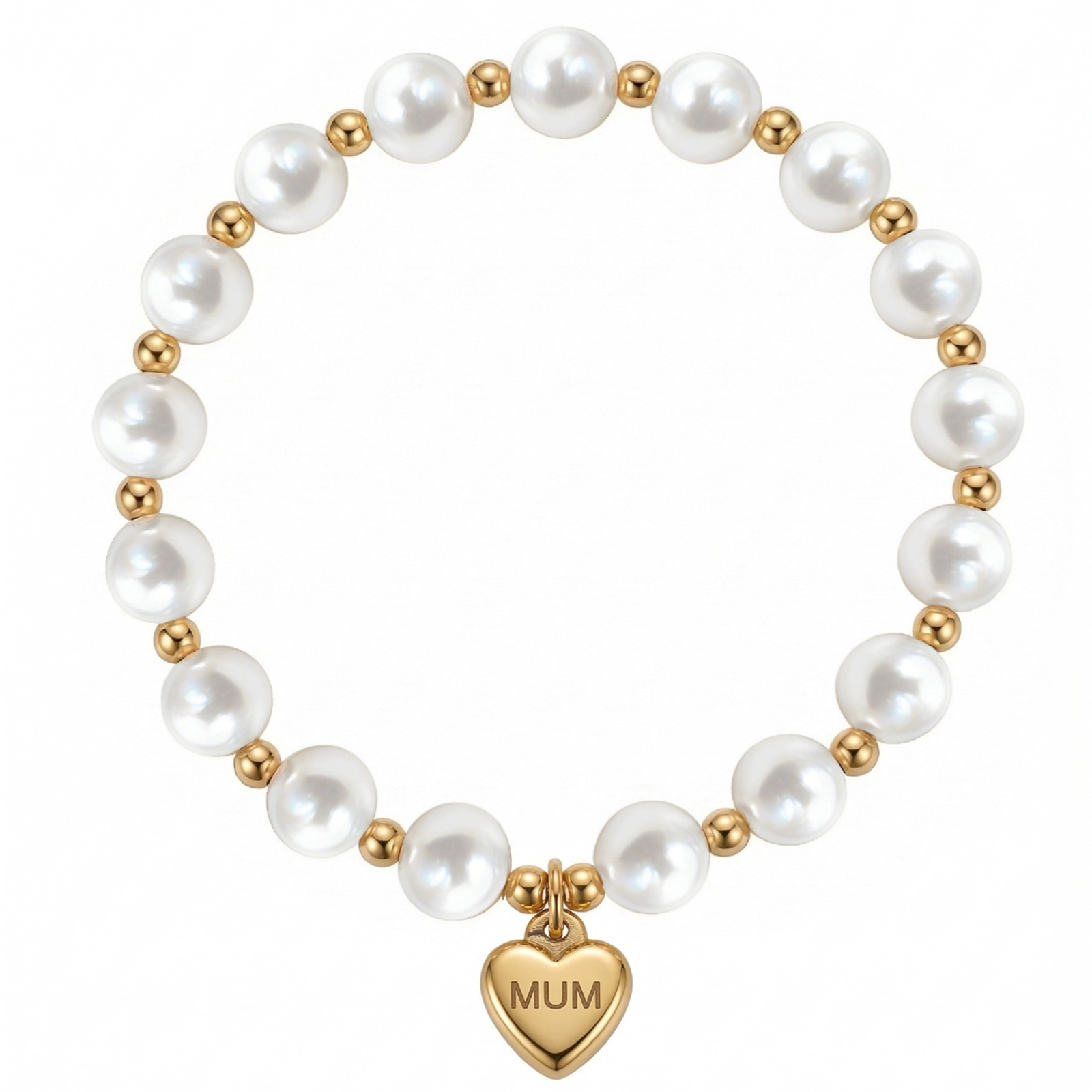 Mum love pendant pearl stitching gold bead bracele