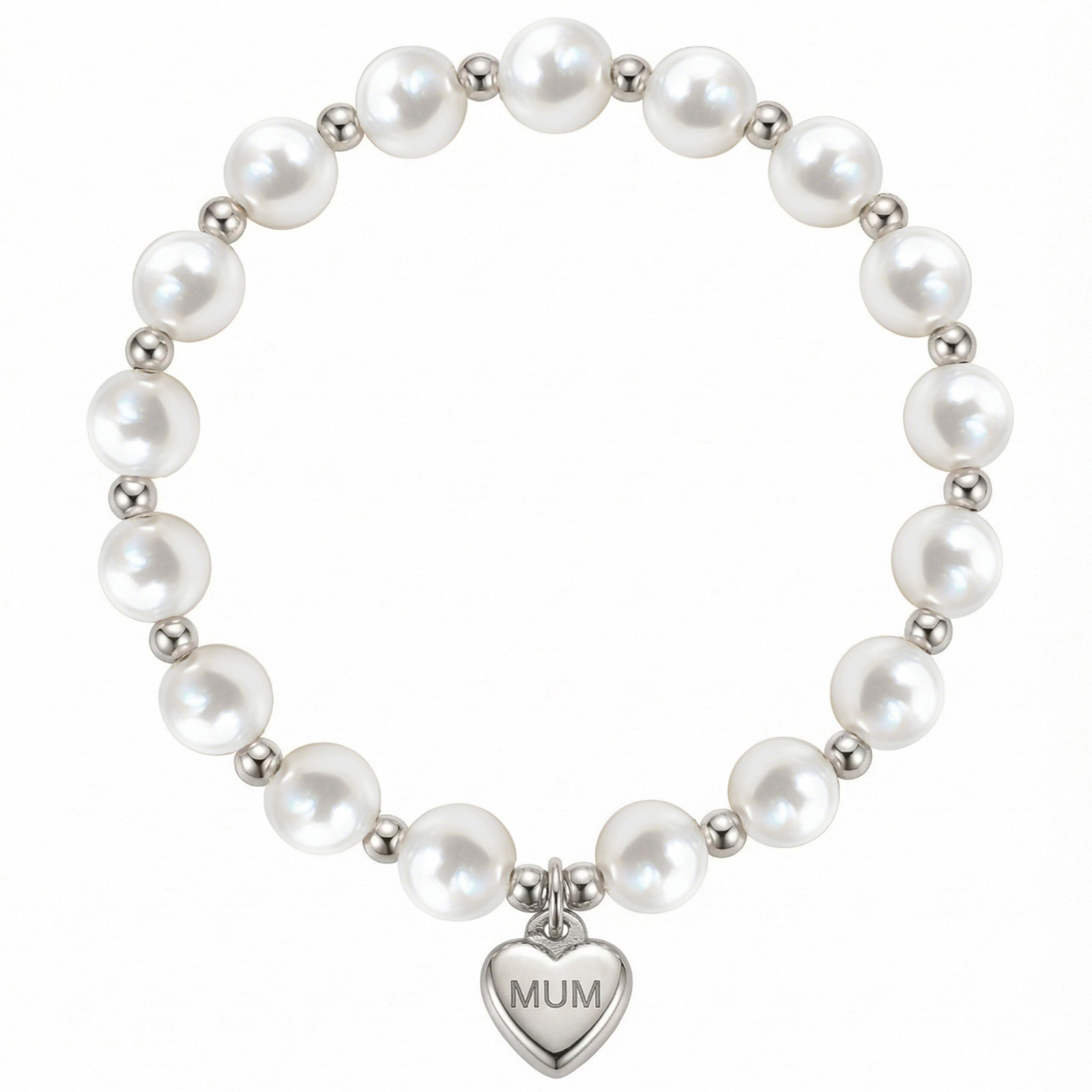 Mum love pendant pearl stitching steel ball bracel