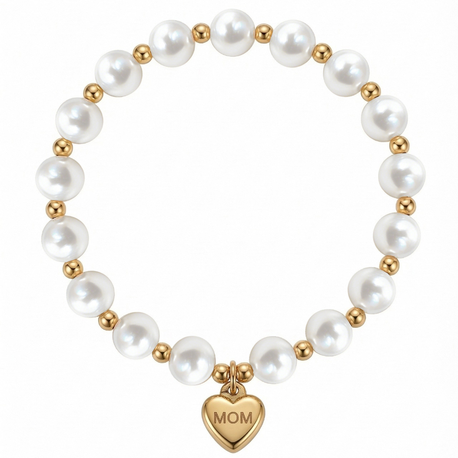 Mom love pendant pearl patchwork gold bead bracele