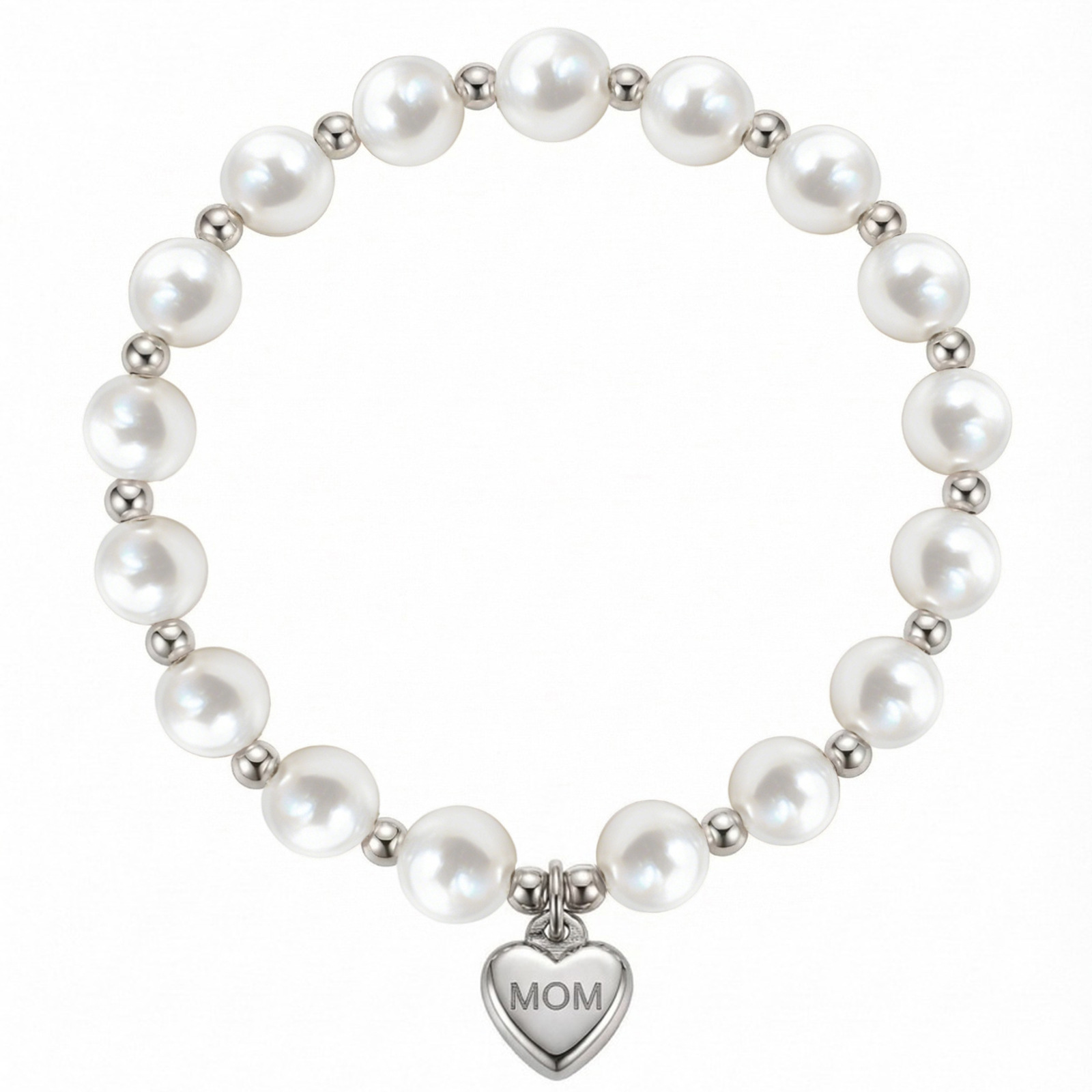 Mom love pendant pearl stitching steel ball bracel