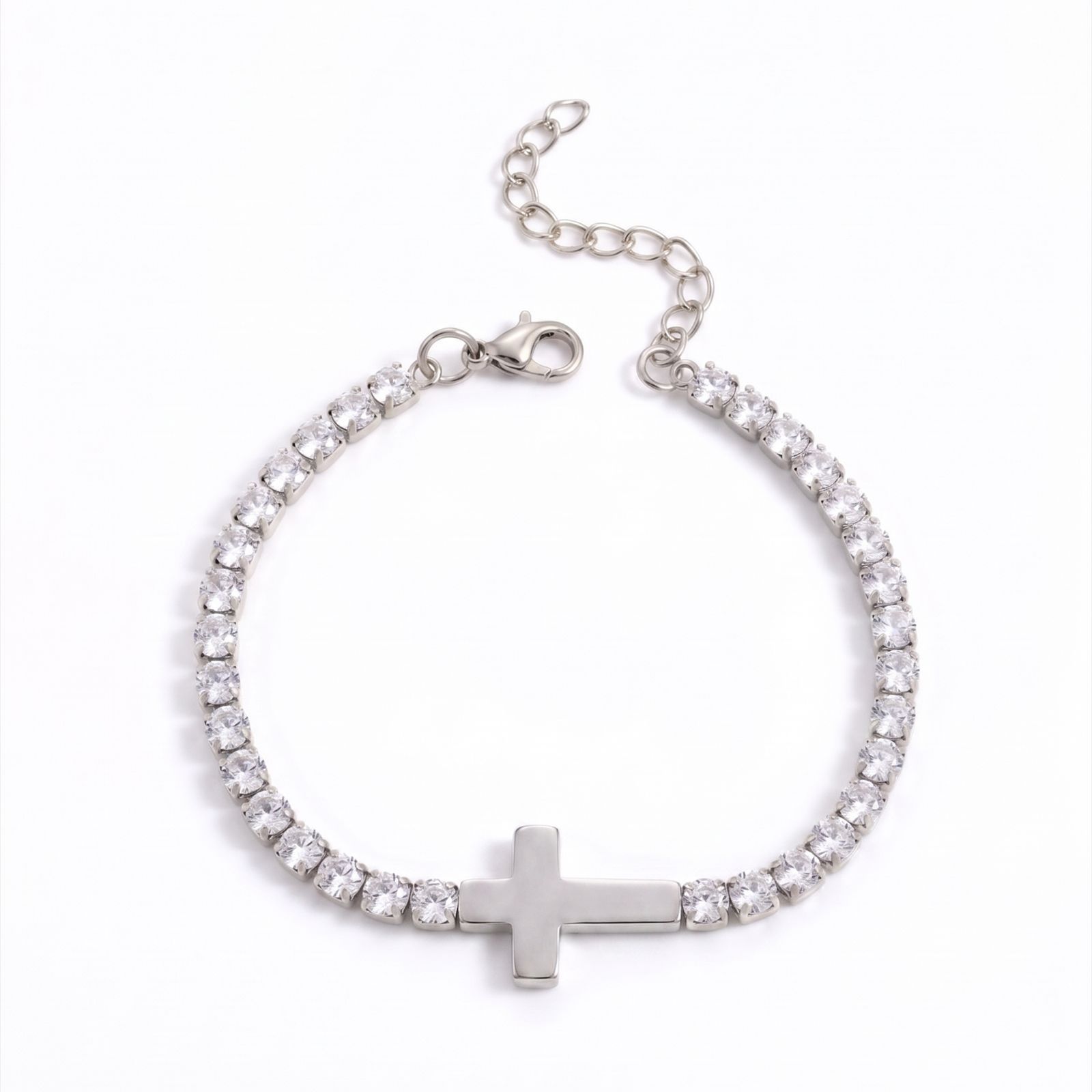 2:Silver cross diamond bracelet