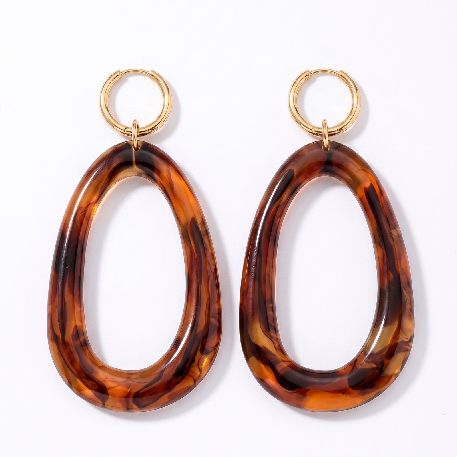 2:Leopard print geometric earrings