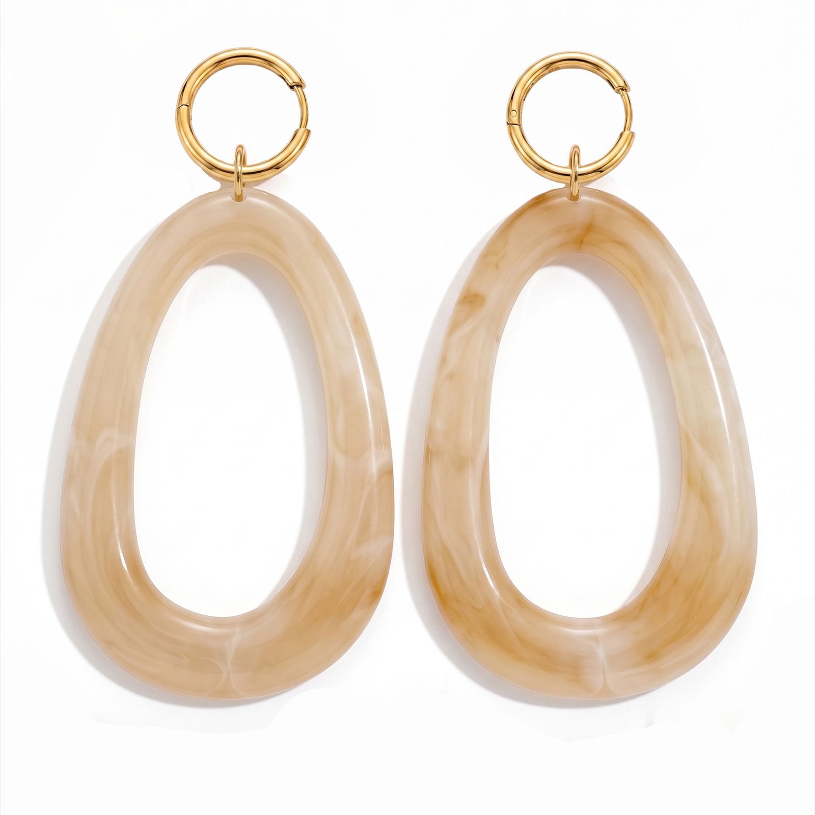 3:Creamy white geometric earrings
