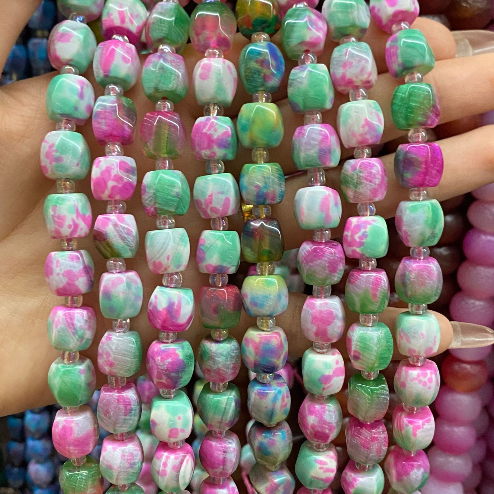 Flower-colored agate 10mm