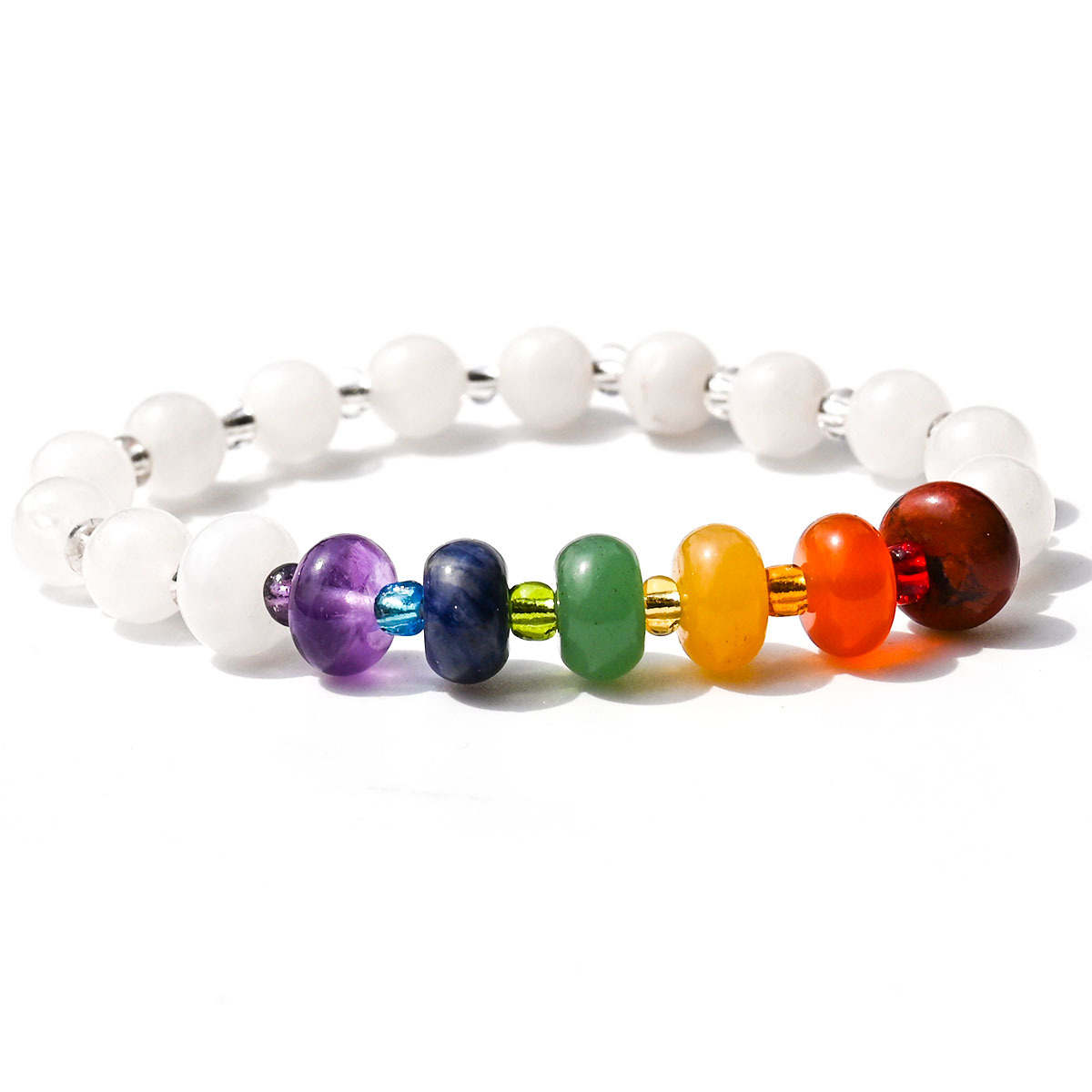 White crystal beads + abacus colorful stones Brace