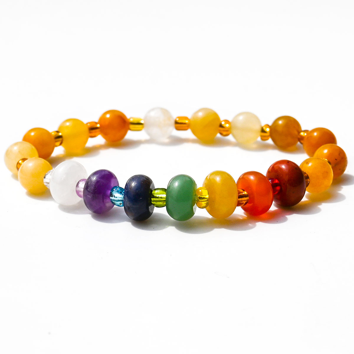 1:Old yellow jade beads + abacus colorful stones