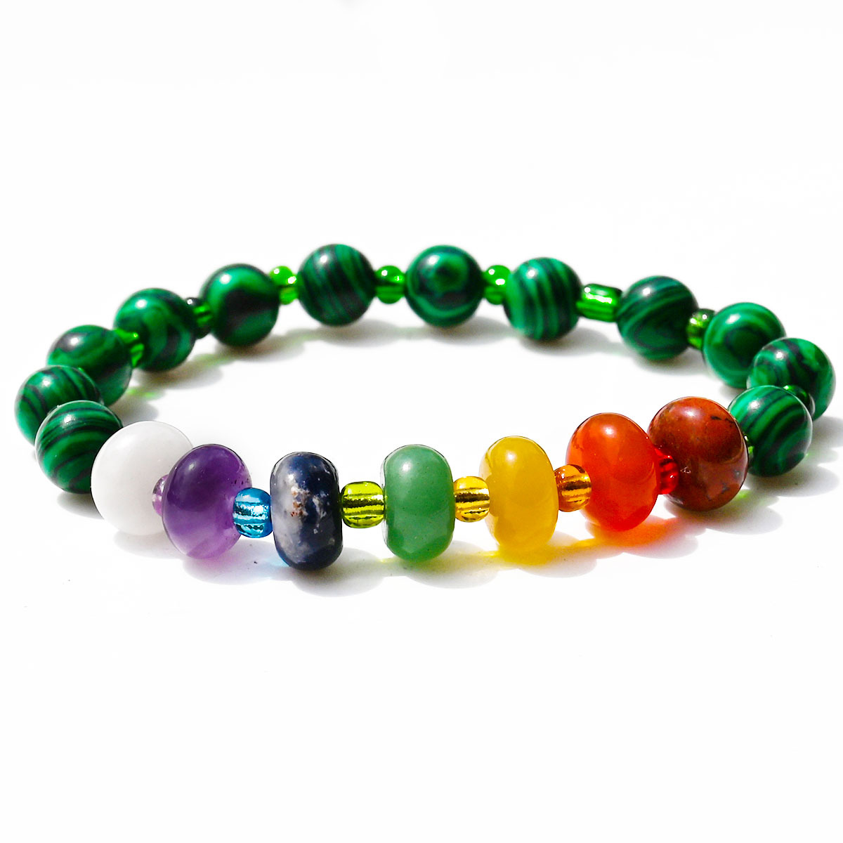 6:Synthetic malachite round beads + abacus colorful stones
