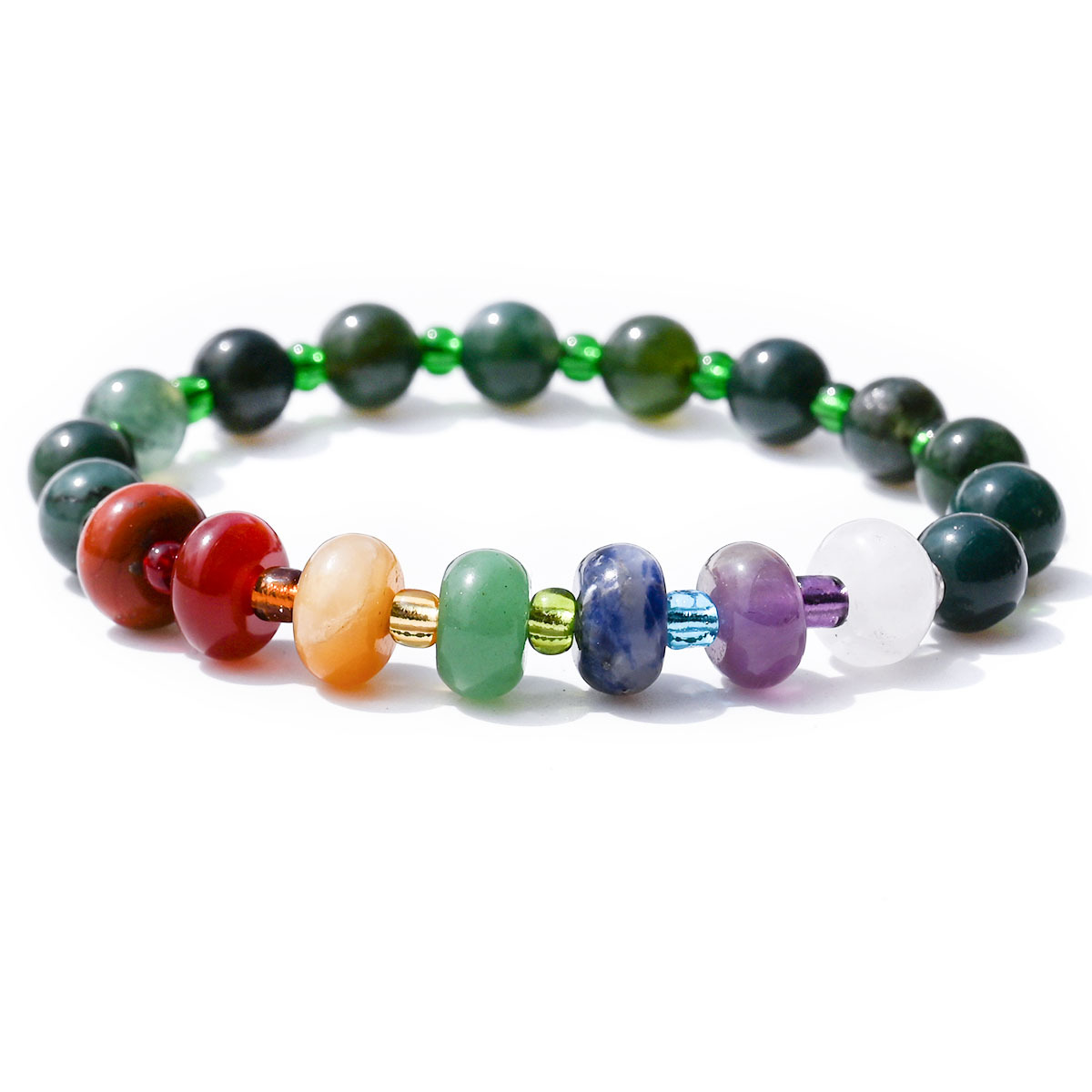 9:Indian agate round beads + abacus rainbow stone