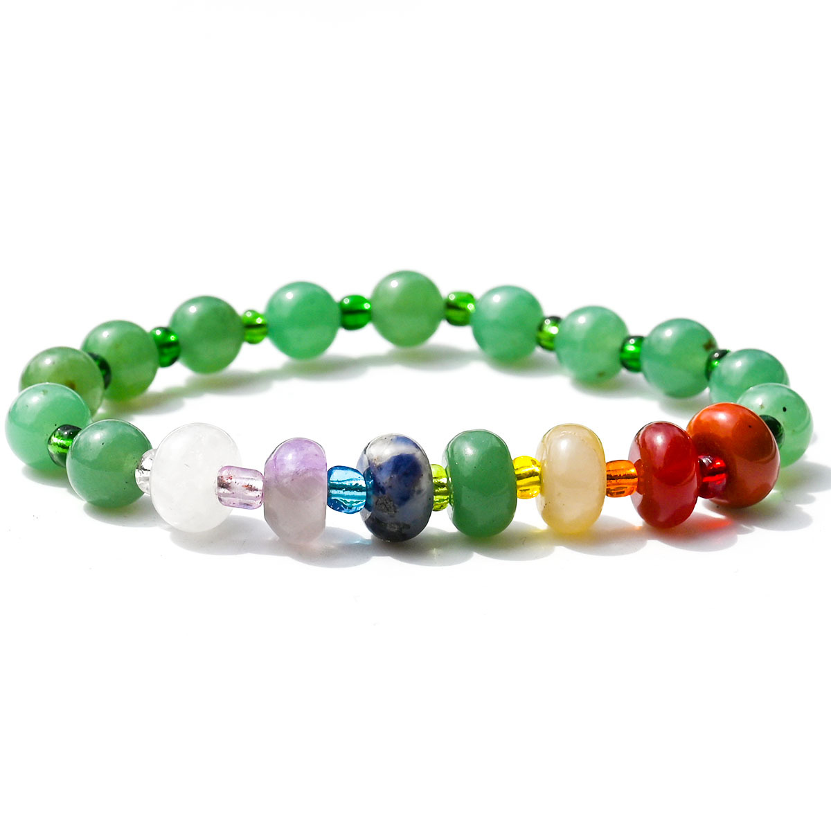 11:Green aventurine round beads + abacus colorful stones