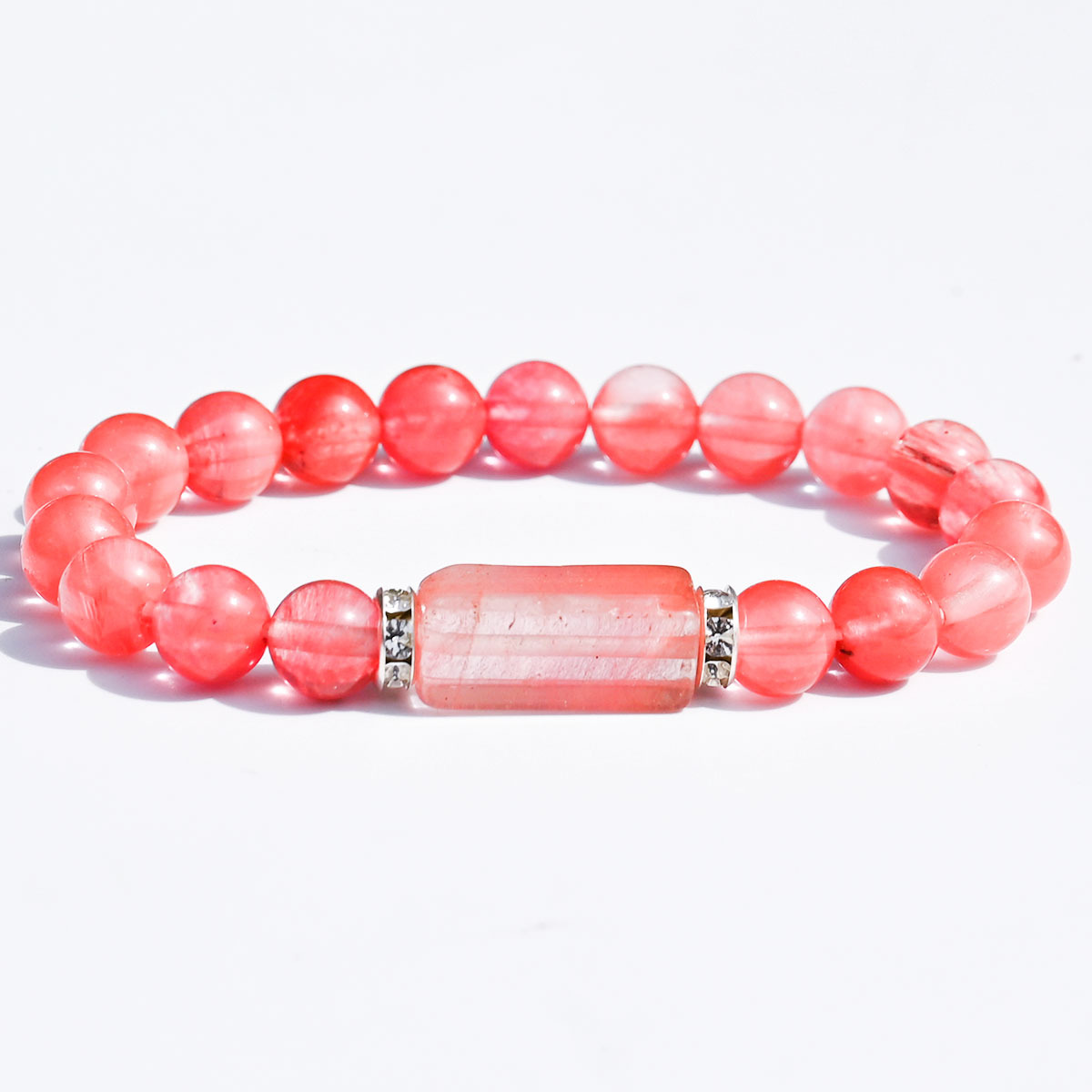 12:Synthetic watermelon red beads + abacus colorful stones