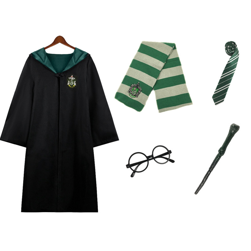 Green cloak   tie   scarf   glasses   wand
