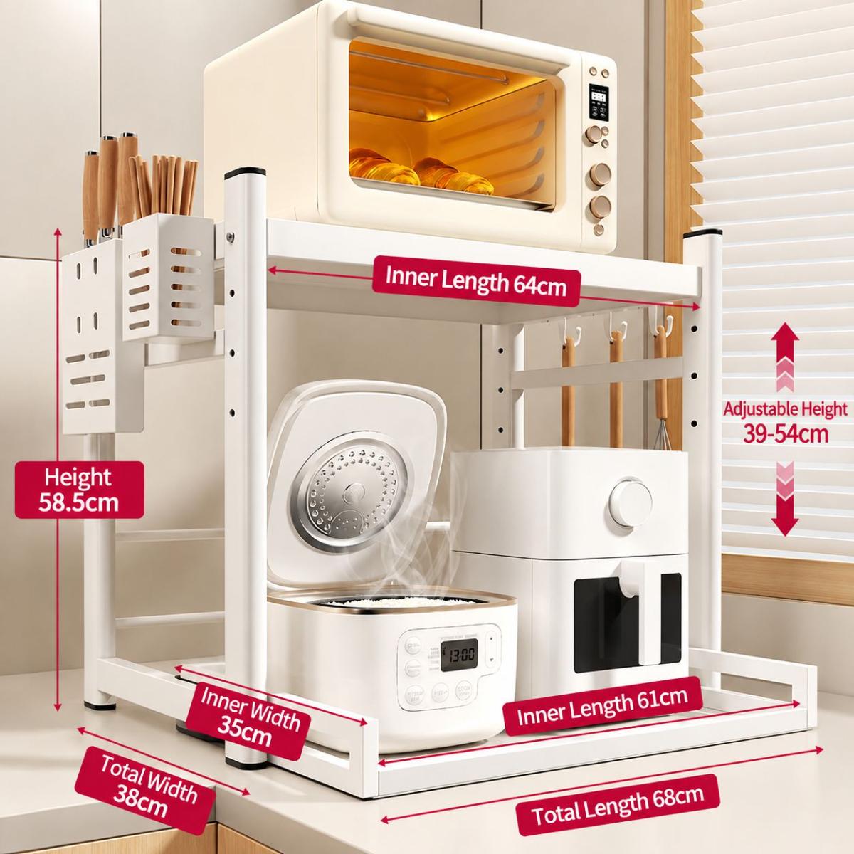Cream white [pull-out style. 64cm]   (knife holder   chopstick cage)