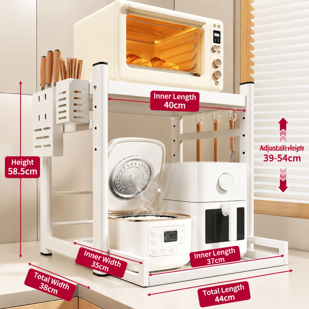 Cream white [pull-out style. 40cm]   (knife holder   chopstick cage)