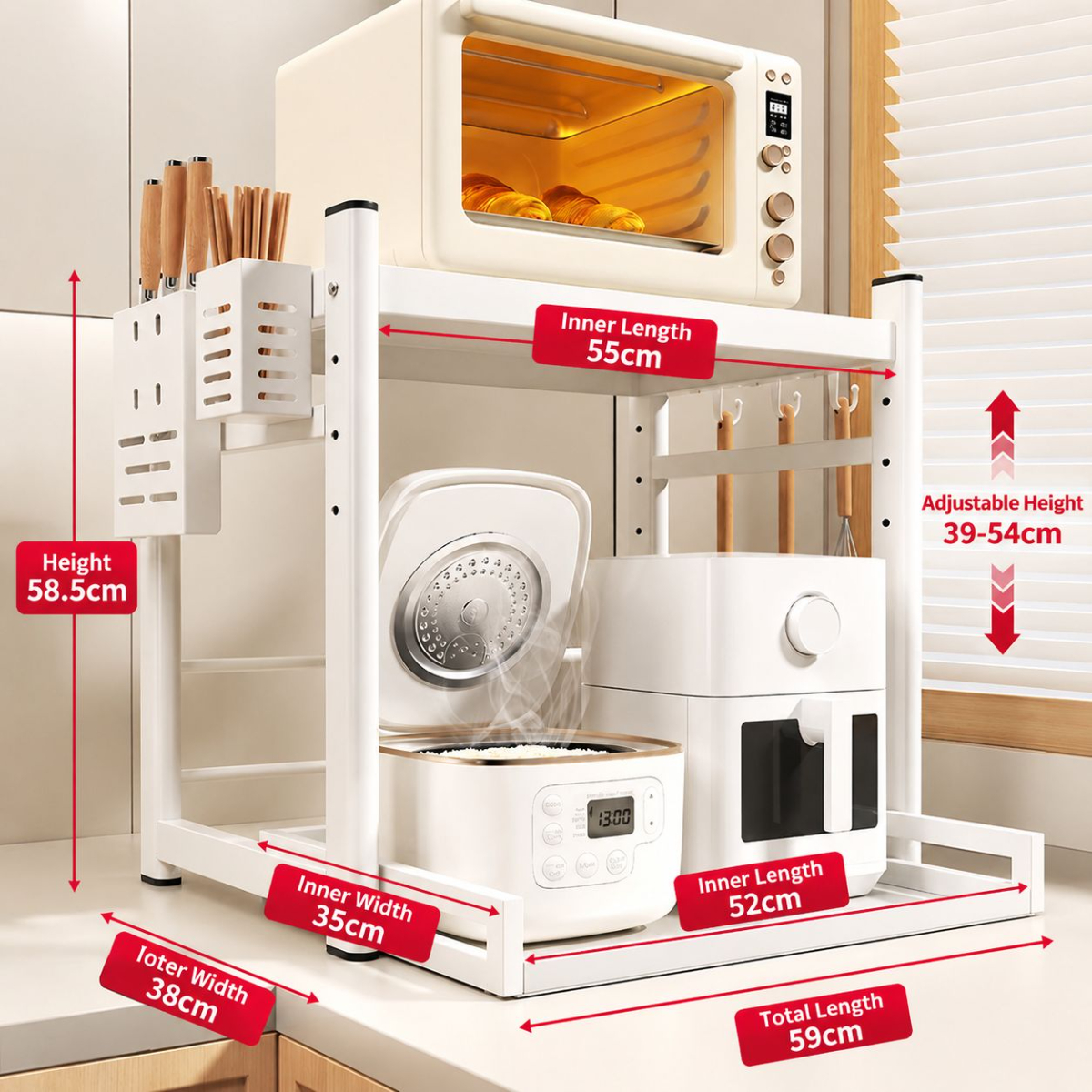 Cream white [pull-out style. 55cm]   (knife holder   chopstick cage)