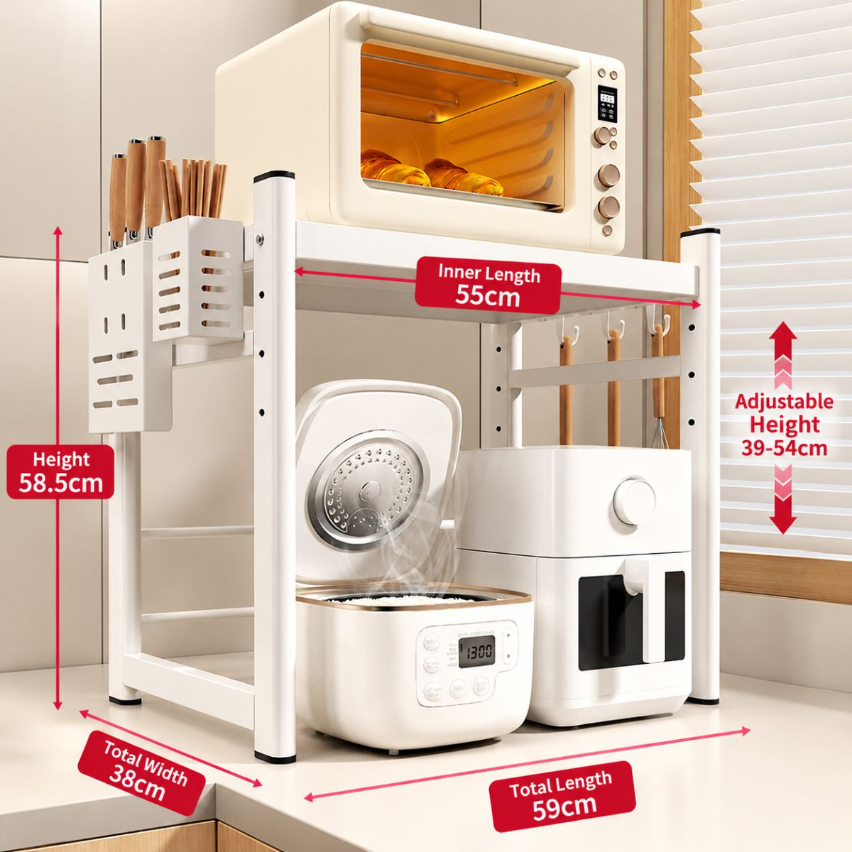 Cream white [basic model.55cm]   (knife holder   chopstick cage)