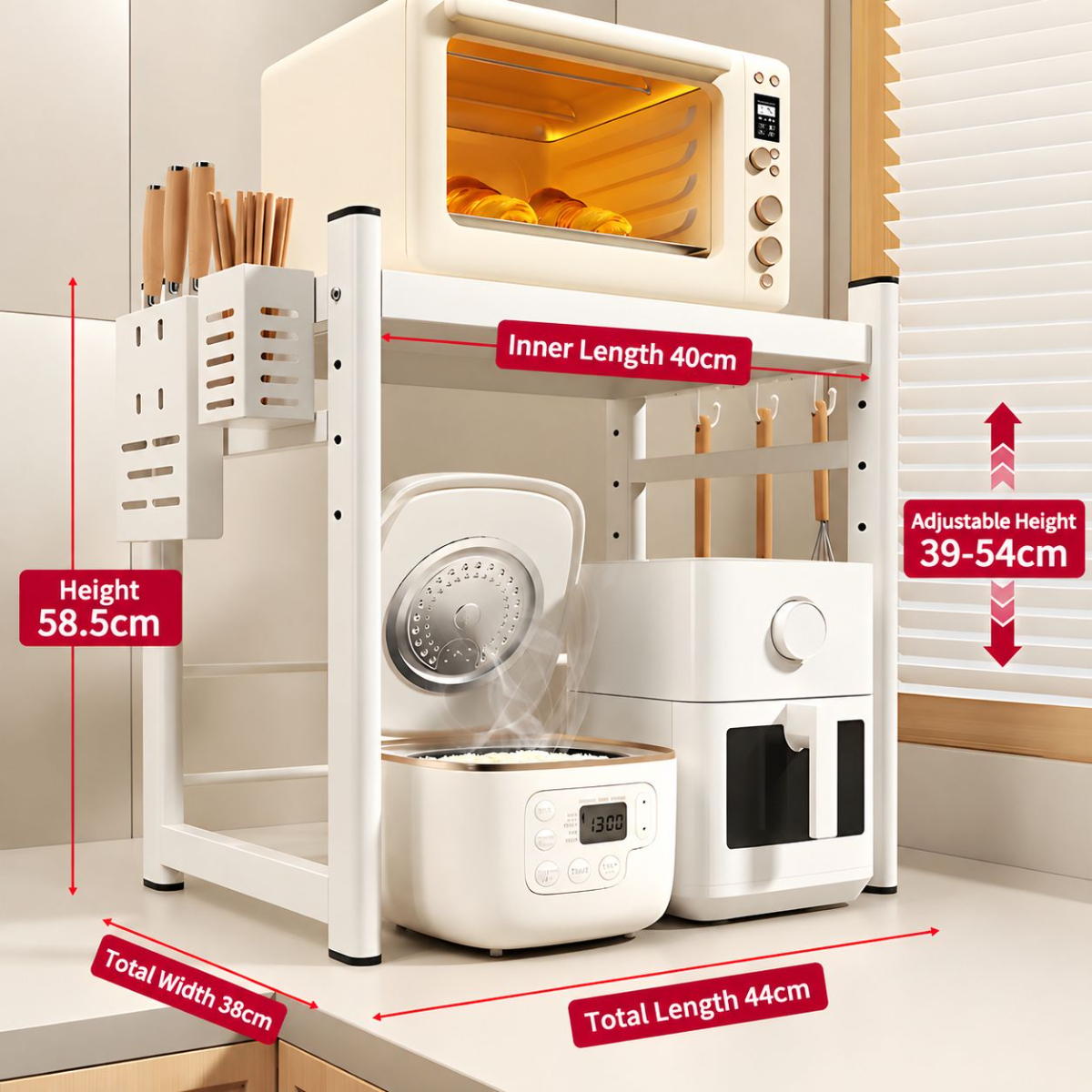 Cream white [basic model. 40cm]   (knife holder   chopstick cage)