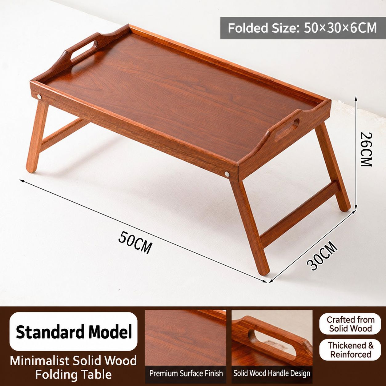 Solid wood grain foldable small dining table